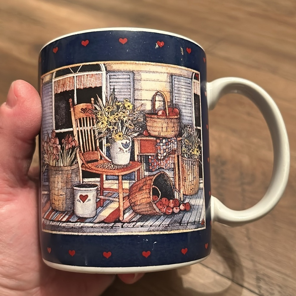 Lang And Wise Coffee Tea Mug Flowers On The Porch 1996 Susan Winget